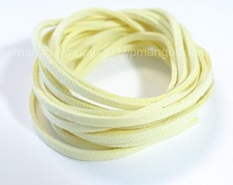 3 Yards Faux Suede Cord Leather Lace...Yellow...3mm x 1mm...N45-9