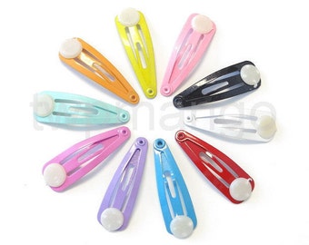 20 Snap Hair Clips with Pad...10 colors...30mm...S1-20