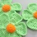 5 Large Handmade Crochet Flower Appliques..Green..EA114-5
