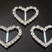 10pcs Rhinestone Ribbon Sliders...Buckles...Heart...22mmx27mm..M21