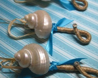 Boutonniere Lightweight Champagne Seashell for your Beach Wedding
