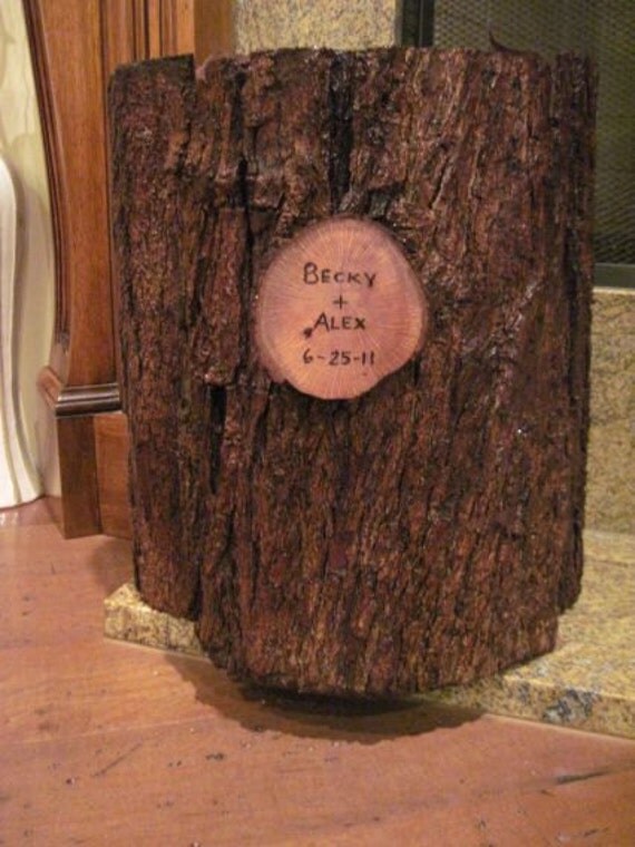 Real Bark Tree Stump Wedding Card Envelope Box Card holder