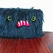 Large Black Monster Pouch- Green Eyes