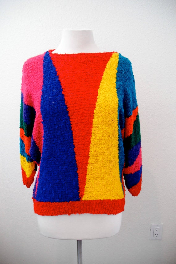 80s bright abstract sweater by themisvintage on Etsy