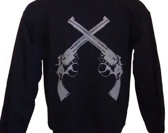 Men's Revolver Guns Sweatshirt Black S M L or XL
