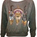 Three Native Kitty Cats Pullover Slouchy "Sweatshirt" Top American Apparel Gray M