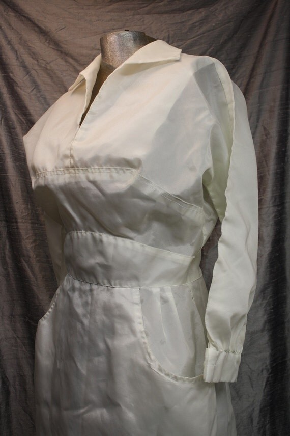 Vintage Nylon Nurse Uniform Zipper Back