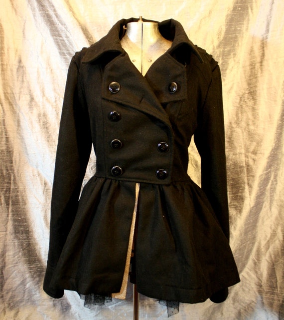 Black Wool Double Breasted Lady's Jacket
