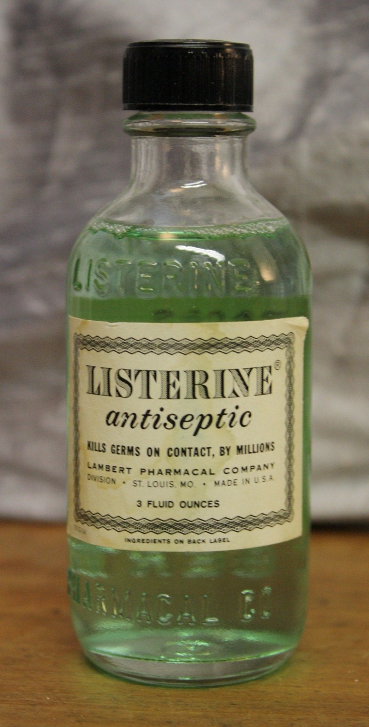 CLEARANCE Vintage Listerine Bottle with Label and Liquid