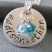 Hand Stamped Mommy Jewelry - Sterling Silver Personalized Necklace - Two Names with Swarovski Crystal Birthstones