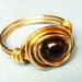 Garnet Ring - Garnet Gemstone 14K Gold Ring - Wire Wrapped Ring