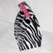Reusable Black and White Zebra Print Lunch Bag with hot pink and White Polkadot Trim