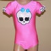 Girls Leotard with Girly Monster Applique Size 2T - C 7