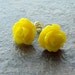 resin earrings, rose earrings, yellow earrings, flower earrings, 10mm