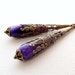Purple agate earrings, purple earrings, bronze earrings, dangle earrings, vintage style earrings
