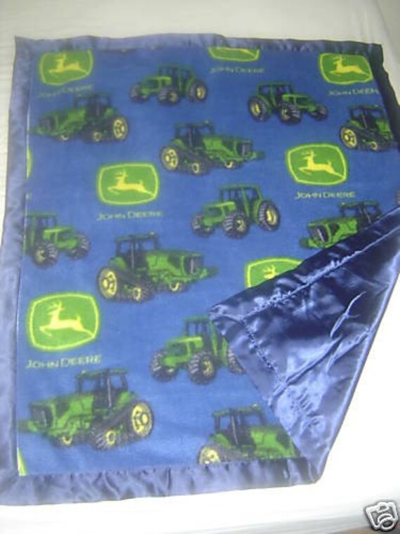 John Deere Tractor FLEECE/SATIN Blanket by qqblankets on Etsy