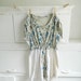 Floral jersey tea stained ruched dress, shabby chic, boho bohemian, anthropologie, rustic, feminine, medium large