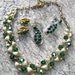 emerald green rhinestone necklace and 2 pair earrings - 1950s - 1960s Lisner vintage