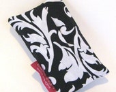 Tissue Pouch- Travel Tissue Case in Black and White Damask