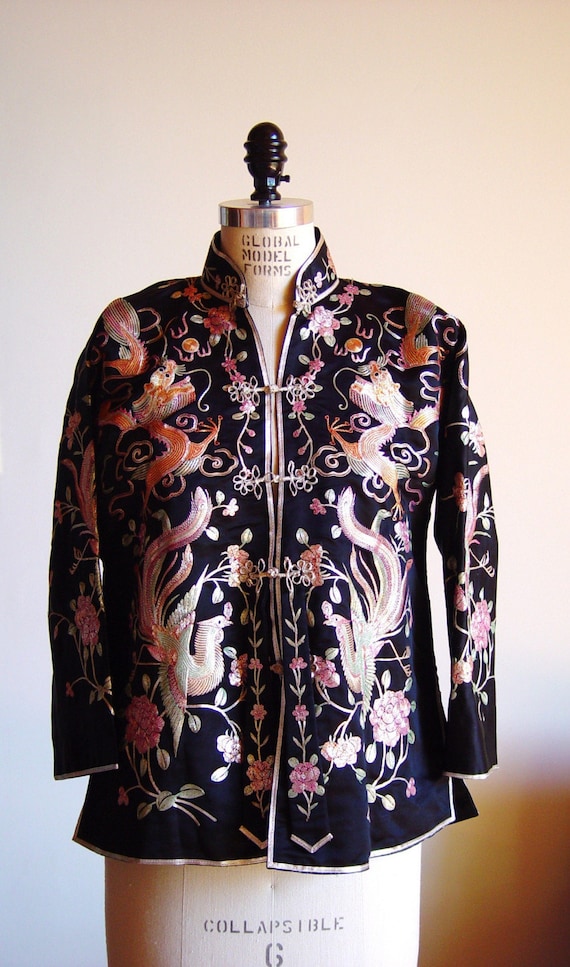 Chinese Silk Jacket with Intricate Dragon Embroidery