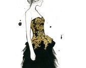 Watercolor Fashion Illustration - McQueen Moment print
