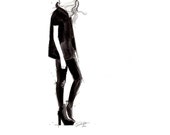 Print from original watercolor and pen fashion illustration by Jessica Durrant, titled Black on Black - JessicaIllustration