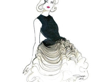 Dior Does Ombre print version, Watercolor Fashion Illustration by Jessica Durrant