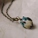 Cute Owl Charm Pendant Antiqued Brass Lampwork Glass Bird