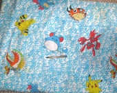Vintage Pokemon  twin  fitted  Nintendo  bed sheet reclaimed linens