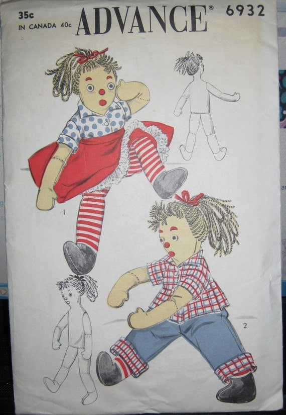 Vintage 20 inch Rag Doll pattern and by LuckyCarolDesigns