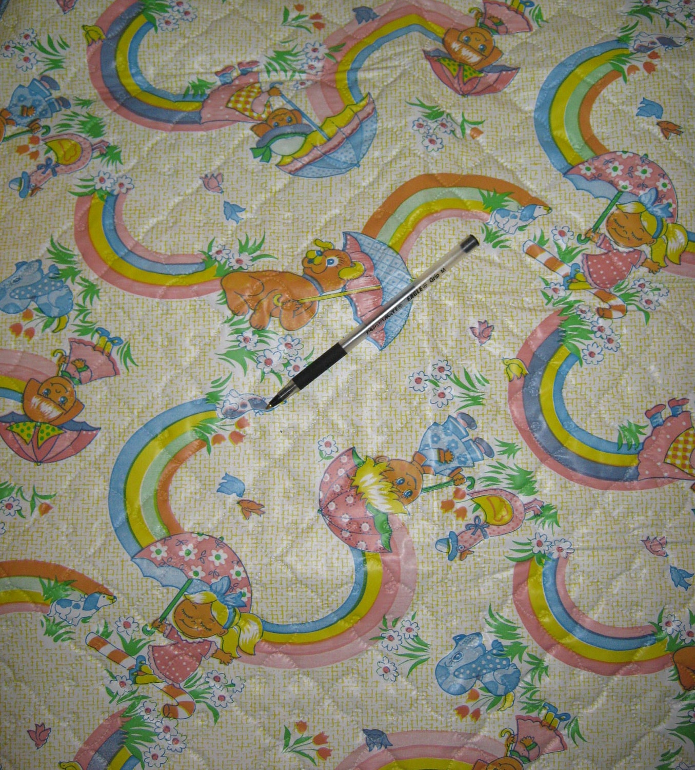 Vintage 60s vinyl fabric Baby print by LuckyCarolDesigns