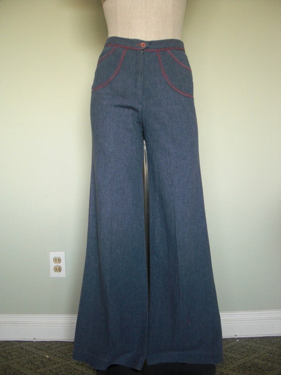 Vintage 70s High Waisted Bell Bottom Jeans by ShopGypsyEyes