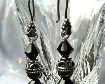 SALE- Black Crystal Earrings