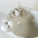 Stoneware Bowl with Sculpted Flowers and Seed Pods and Vines and Leaves and Polka Dots