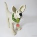 Ceramic Dog Sculpture - White with Red Heart ID Tag - woof