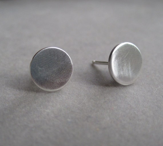 Small Sterling Silver Post Earrings Circle Coin Contemporary