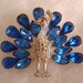 Vintage BLUE Peacock RHINESTONE Pin