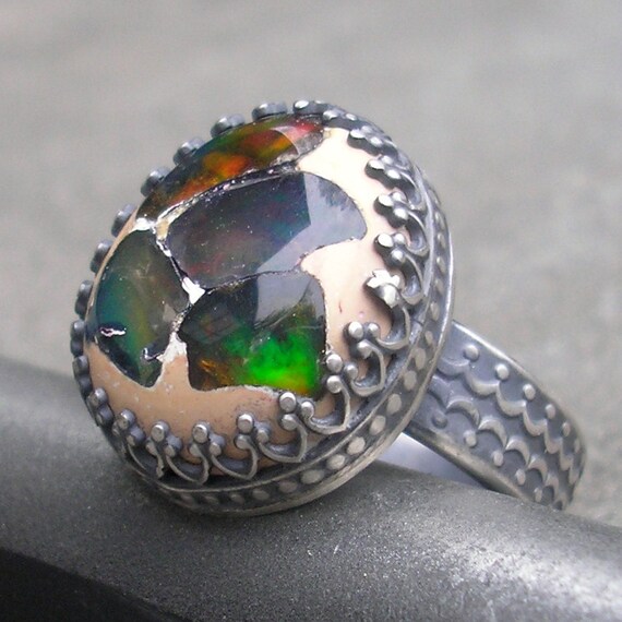 Fire Opal Ring Mexican Fire Opal Ring Opal Silver Ring