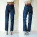 Dark Wash Vintage High Waist Denim Blue Jeans Hip Hugger Straight Leg 2/small