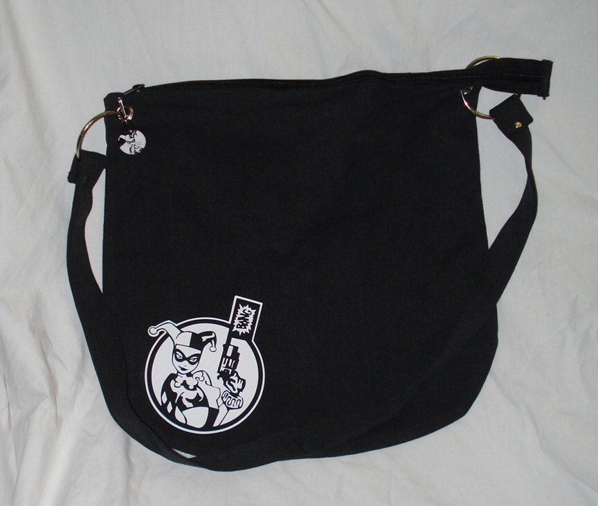 Harley Quinn Bag Purse with zipper pull Clown Joker Harlequin