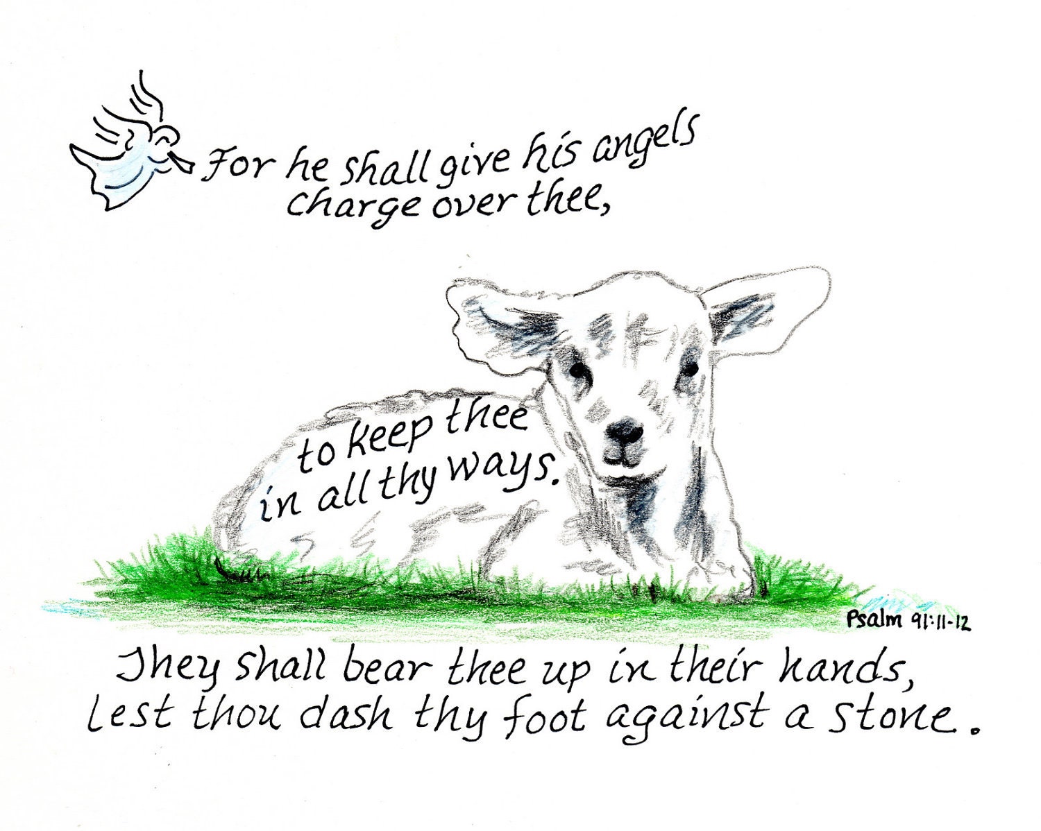 Lamb Bible Verse art print scripture design hand lettered