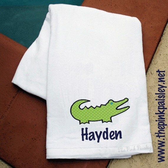 Alligator Beach Towel by PinkPaisleyMonograms on Etsy