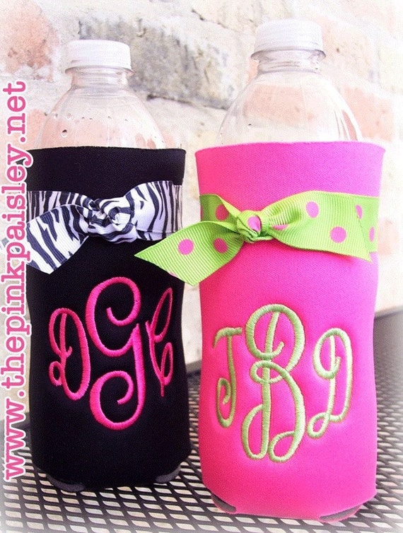 3Letter Monogram Water Bottle Koozies by avamom07 on Etsy