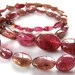 Pink Tourmaline smooth oval nuggets, 8" inch strand, 28 beads 5.5mm - 10mm (wpto2)