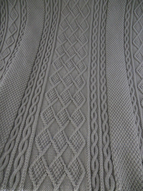 Taupe Hand Knit Blanket 50x62