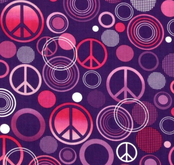 Peace sign fabric in pink purple and white from Timeless by laurl