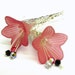 20% off Spring Sale - Red Trumpet lucite Flower Earrings - Silver Filigree Cone