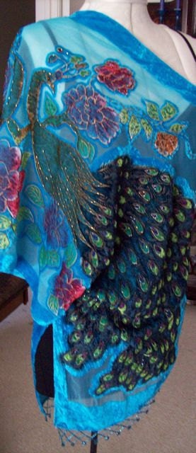 silk velvet burnout kimono beaded peacock fringe by beachwraps silk velvet burnout kimono beaded peacock fringe by beachwraps