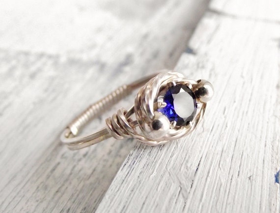 Blue Sapphire Ring Sterling Silver Wire by wwcsilverjewelry
