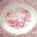 Vintage red transferware ironstone plate Dora pattern challin english ware